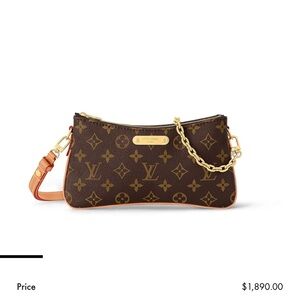 Louis Vuitton Pochette Liv Brown Monogram Shoulder Bag with gold accents